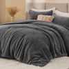 ChiXpace Fluffy Twin Comforter Set - Furry Grey Leaves Pattern