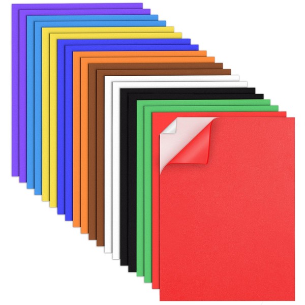 MEARCOOH 20-Pack Self Adhesive Foam Sheets, 10 Colors 2mm Sticky