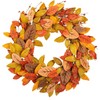 18 Inch Fall Wreath Front Door Wreath Fall Decorations with Wood and Silk Autumn Leaves Harvest Festival Decorations for Home