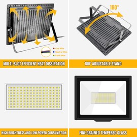 YOJZMA 100W LED Outdoor Flood Lights 10000LM Super Bright Security Light IP66 Waterproof Luces para patios exteriores 6000K Daylight White Spot Light for Garage Garden Stadium Backyard Yard