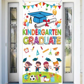 MOUNTCLI Kindergarten Door Cover Kindergarten Graduation Decorations 2025, Preschool Door Banner Congrats Graduate Class of 2025 Preschool Graduation Decor for School Classroom Party Supplies