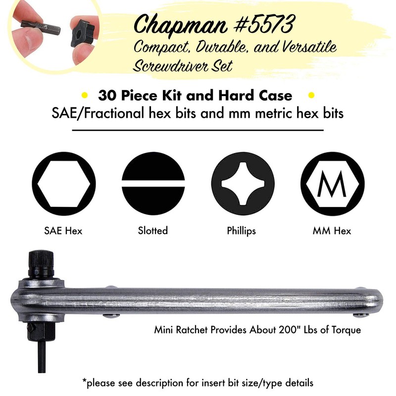 Chapman MFG 5573 Deluxe Standard Screwdriver Set - 30 Pieces