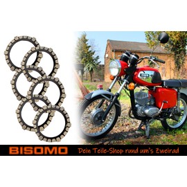 6x Kupplungsscheibe, Kupplungslamelle, für MZ RT125, ES, ETS, TS, ETZ 125, Simson SR2, SR4-1, KR50, IWL, Regenerierung Kupplung, Reibscheibe, Reibbelag