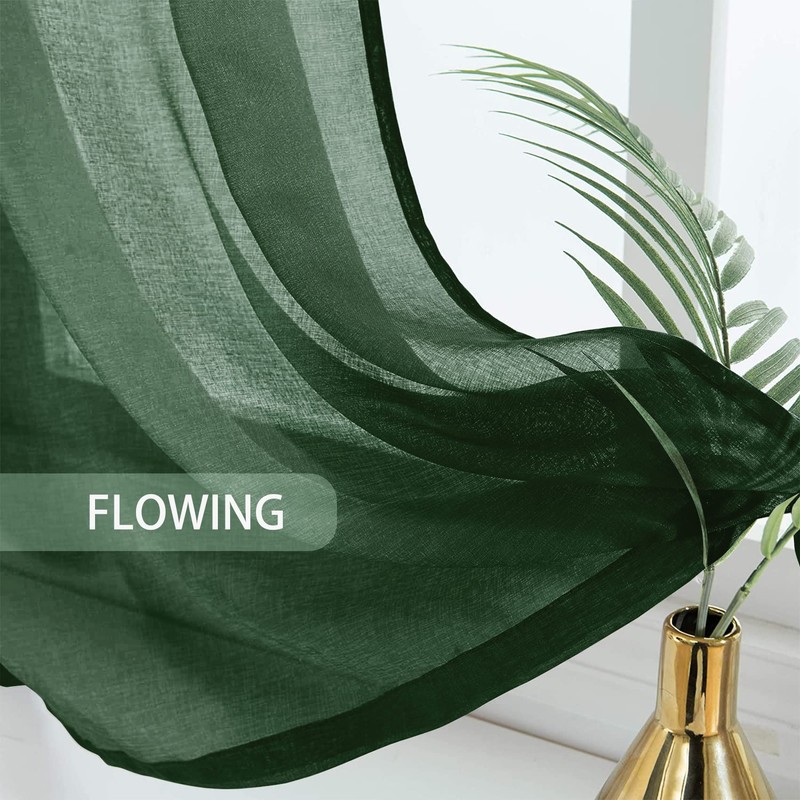Green Sheer Curtains 72 inches Long Living Room Curtain Sheers
