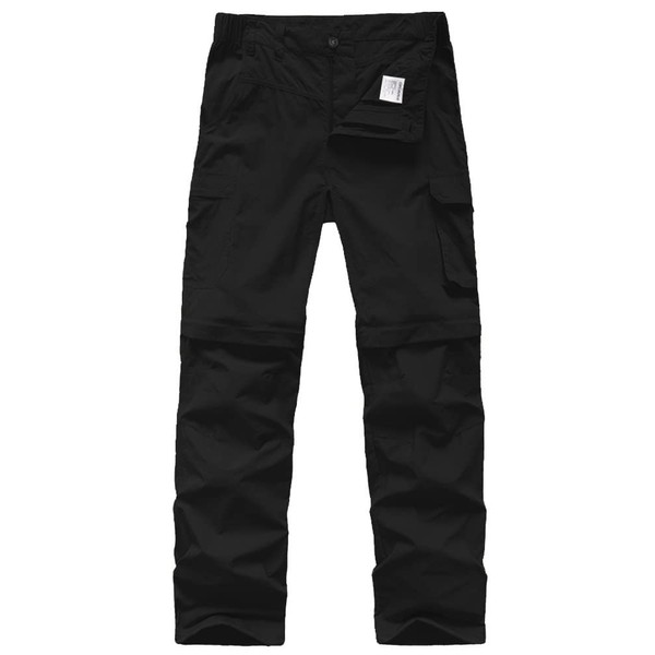 Asfixiado Boys Cargo Pants, Kids' Casual Outdoor Quick Dry Waterproof Hiking Climbing Convertible Trousers #9016 Black-L