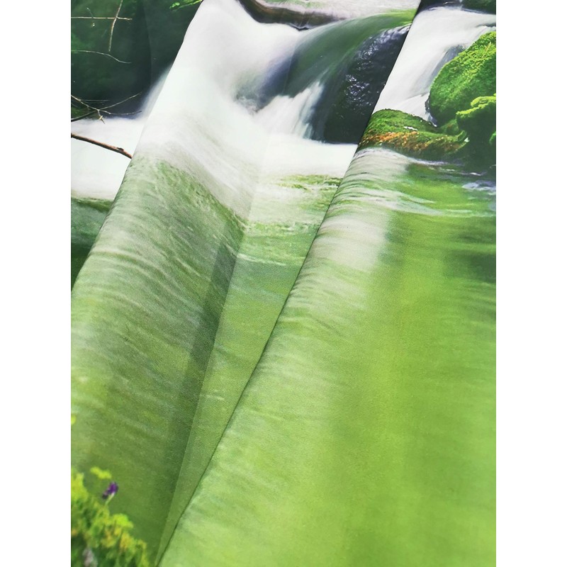 ZXMBF Nature Shower Curtain Flowing Stream Forest Waterfall Natural Landscape