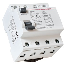 FI Circuit Breaker Type B 63A 30mA 4-Pin Residual Current Circuit Breaker All-Current Sensitive Switch Automatic Fuse