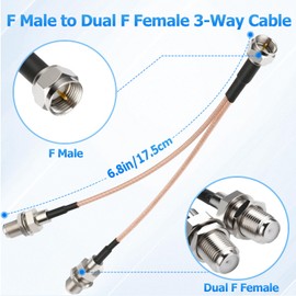 RFAdapter F-Type RG6 Splitter Coax Cable, 2 Pack 75Ohm TV Antenna 3 Way Splitter Combiner F Male to F Dual Female RG316 Coaxial Cable 6inch