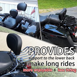 WOWTK Black Passenger Backrest Pad, Sissy Bar Pad for Harley Touring Electra Glide/Road Glide/Road King/Street Glide/Trike Freewheeler FLRT Models, for Standard Height/Tall Touring sissy bar uprights