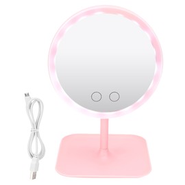 USB Charging 5 Color Light Desktop Cosmetic Mirror Adjustable LED Makeup MirrorPink