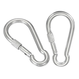 sourcing map Screw Locking Clips M12 5.51 Inch,304 Stainless Steel Spring Snap Hook for Outdoor Lifting Hanging Camping Swing Hammock Hiking Quick Link Pack of 2