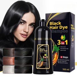 Hair Dye Shampoo 3 in 1 Hair Shampoo Instant Hair Dye Herbal Ingredients for Women Men Cover Gray White Hair, 10 Mins Fast Hair Dye No Damage to Hair Control Frizz black