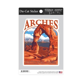 Die Cut Sticker Arches National Park, Utah, Delicate Arch, Painterly Series, Contour Vinyl Sticker 3 to 6 inches, (Waterproof Decal for Cars, Water Bottles, Laptops, Coolers), Large