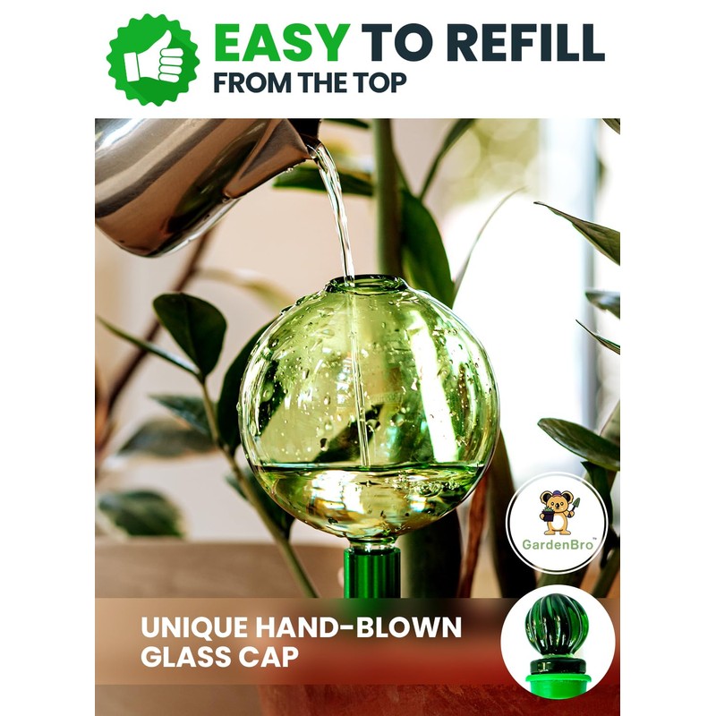 16 Oz Plant Watering Globes for Indoor Plants with Metal