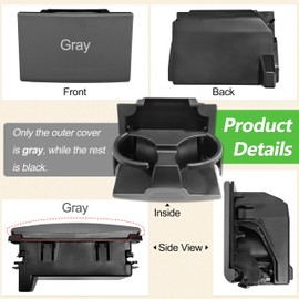 Cup Holder Fits for Pathfinder 2005-2012, Xterra 2005-2015, Frontier 2005-2019 REA Replace for 96965-ZP00A Rear Seat Center Console Box-Gray