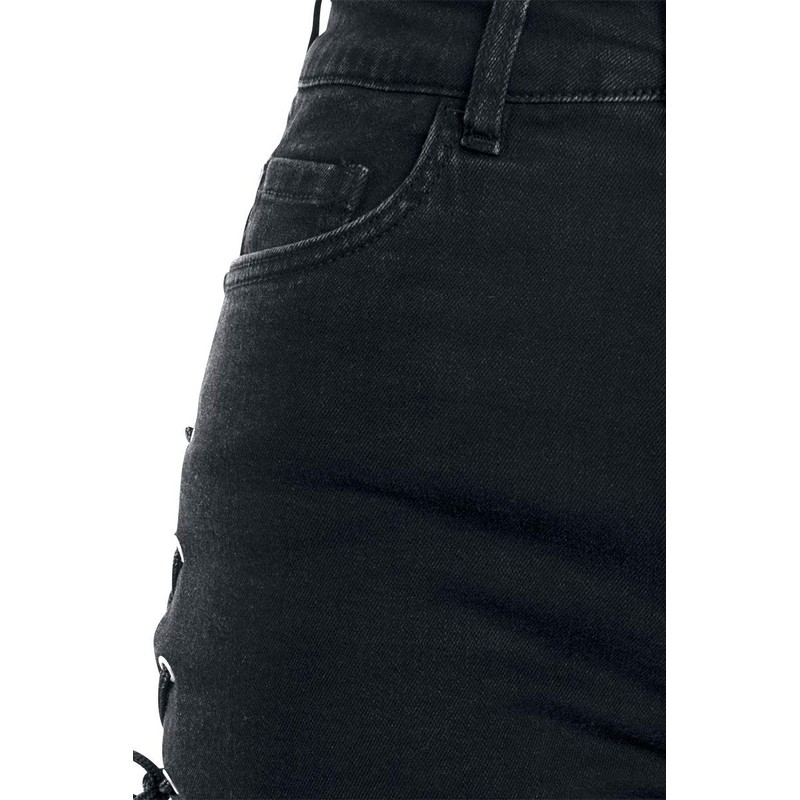 Urban Classics Women's High Waist Denim Lace Up Shorts, Black