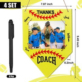 RattanView 4 Pcs Softball Coach Gift Softball Picture Frame Fits 4 x 6 Inches Photograph Thanks Coach Gift Softball Coach Gift from Team, Coaches Appreciation Softball Home Plate Plaque
