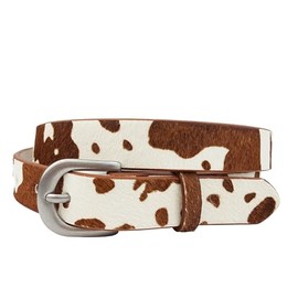 Axesoria Hot Trendy Hair Leather Belt Cow Print (M, Brown/White Cow)