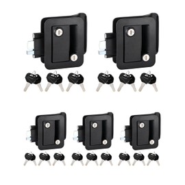 TrampgiK Engineering Plastic Camper Door Lock, Camper Door Handle Latch Replacement, Fit 3.65" x 2.95" Lock Hole, RV Door Lock for Travel Trailers,Entrance Front Door, Pack of 5 Different Keys