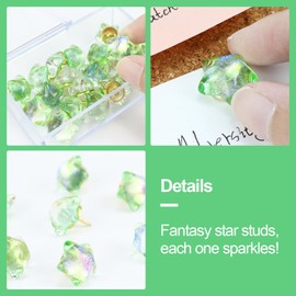 20pcs Decorative Push Pins, Thumb Tacks for Bulletin Board Decor, Cute Push Pins for Corkboard, Photo Wall, Feature Wall,Map, Bulletin Board, Office or Home (Dazzling Green Star)