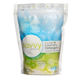 Savvy Green 108 Standard Wash Fragrance Free, Eco Clean Laundry Detergent Powder, 2.73 Lbs