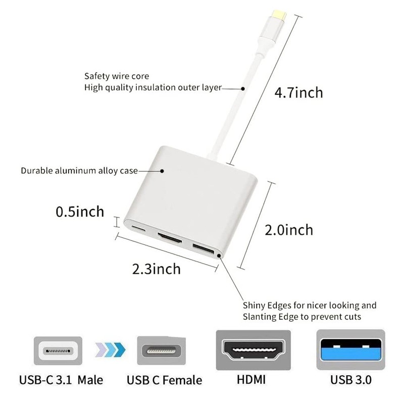 QCEs USB C to HDMI Adapter, USB-C Digital AV Multiport