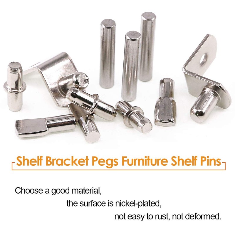 Rustark 120 Pcs 4 Styles Nickel Plated Shelf Pins Bracket