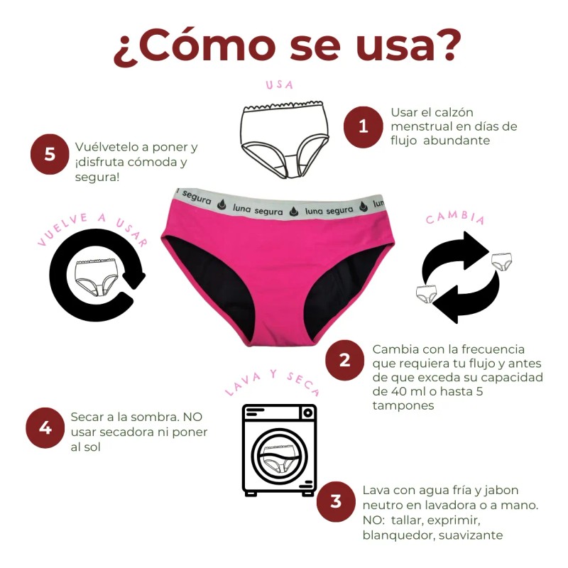 Luna Segura Calzones Menstruales Niña Abundante Pack De 3