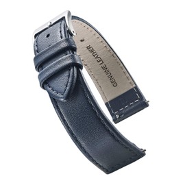 STUNNING SELECTION Alpine flat Stitched Genuine Leather Watch strap with Quick Release Spring Bars - Blue - 12 mm