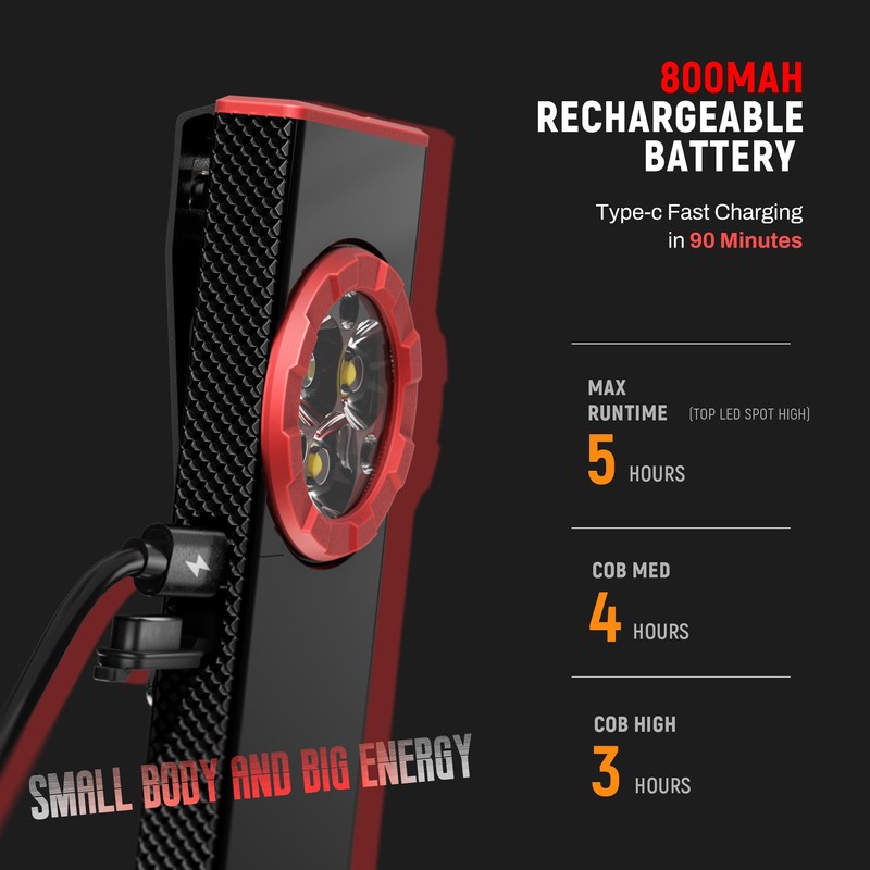 lexall EDC Flashlight, 800Lumen Rechargeable Pocket Flat Flashlight, Magnetic LED