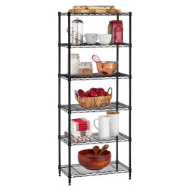 Home Storage Space 6 Tier Freestanding Convertible Wire Shelf Unit 23.2"x13.4"x59" Black, Loading Capacity 1500 lbs