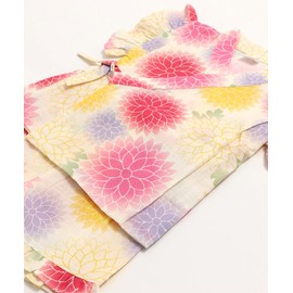 chil2 Children's Jinbei Set, Separate Girls, Yukata, Kids' Baby Clothes, Top and Bottom Set, Ruffles 35.4 inches (90 100 110 120 130 140 cm), D Kiku, 120