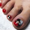 24Pcs Curve Line Press on Toenails for Art with Red