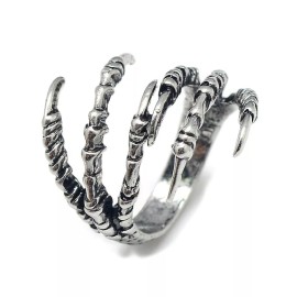 LZD Alloy Finger Ring Claw Adjustable Antique Silver Size 8 Adjustable 18mm P432