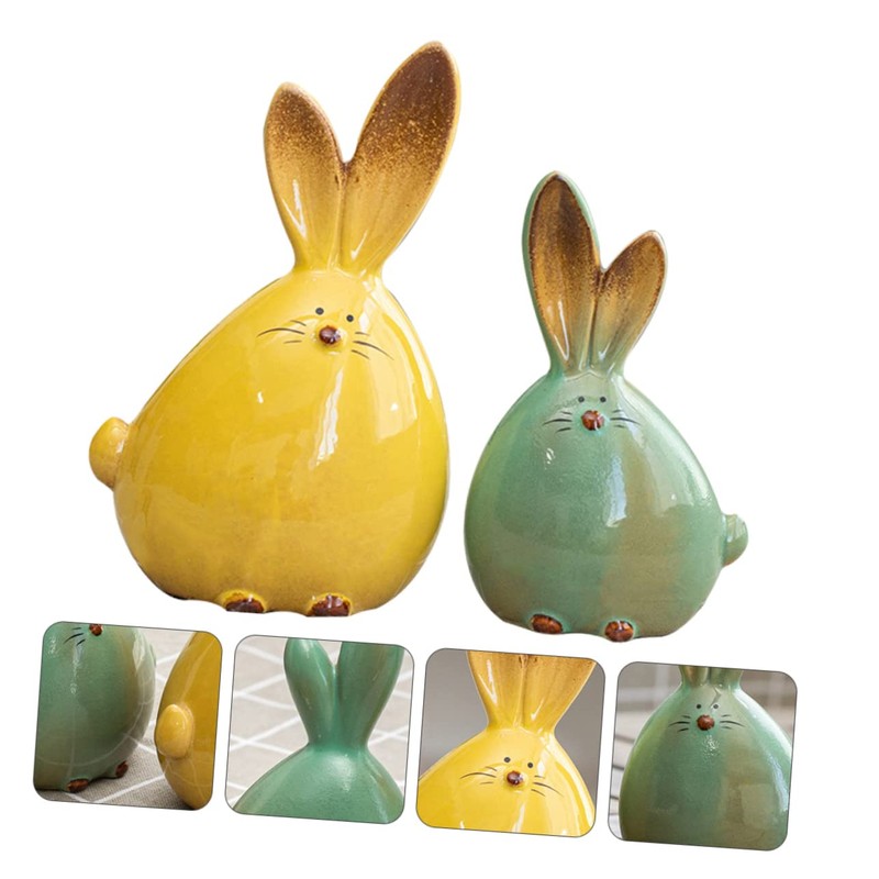 Zerodeko 2pcs Ceramic Ear Figurines for Home Office Decoration Cute