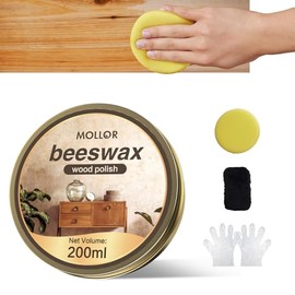 Beeswax Furniture Polish, Cabinet and Table Restorer, Natural Wood Conditioner, Multipurpose Beeswax for Wooden Tools, Protects for a Perfect Finish Bees Wax Polish (1 x 200g with 1 Sponge)
