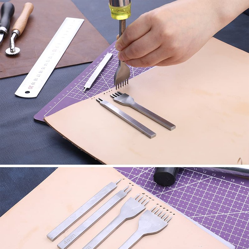 183Pcs Leather kit,Leathercraft Working Tool Kit with Saddle Making Tools