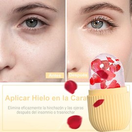 2PCS Rodillo de Hielo para la Cara, Molde de Hielo para Cara Rodillo para Ojos Silicona Reutilizable para Masaje Facial de Ilumina la Piel para Bellez
