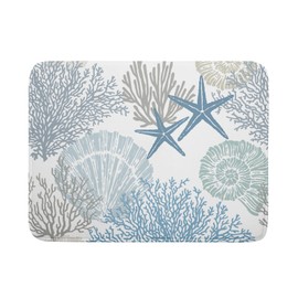 Coastal Dish Drying Mats for Kitchen Counter Large Drying Mat for Dishes Microfiber Sea Star Coral Nautical Dish Rack Mat Summer Drainer Pad Washable Foldable Ultra Absorbent Dry Mat 18×24 Inch