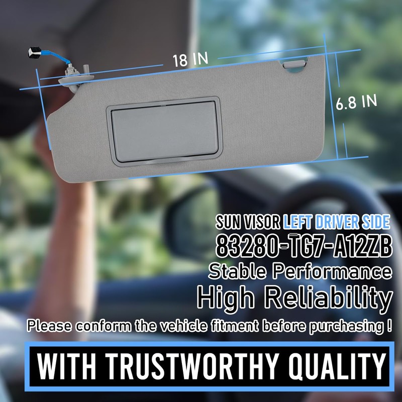 EKLN Sun Visor Left Driver Side LH with Mirror and