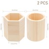 Bakiauli Set of 2 Wooden Pen Holders, Round and Hexagon