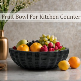 LIN CHUAN Modern Decorative Bowl, Sculptural Resin Display Bowl for Home Decor, Large Centerpiece for Kitchen Counter or Entry Table, Key Bowl or Fruit Holder, Black