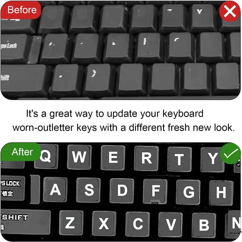 2PCS English Keyboard Stickers, Universal Replacement English Keyboard Letter with