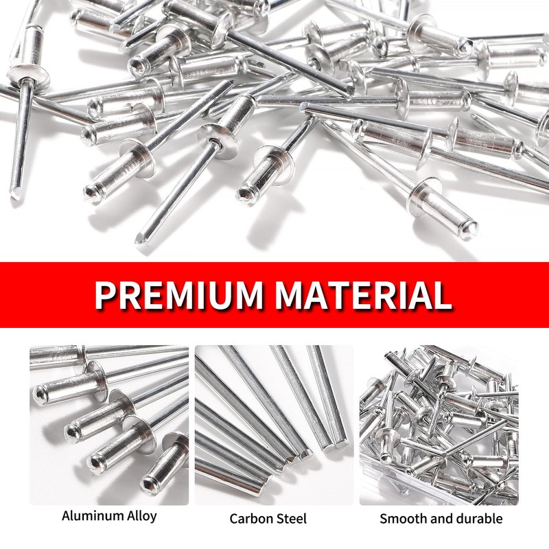 YIXISI 60 PCS M4.8x12 mm Dome Blind Rivet, Metal Rivets