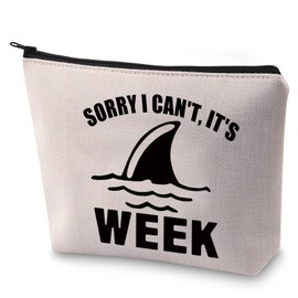 BLUPARK Funny Shark Makeup Bag Shark Lover Gift Sorry I Can't It's Week Cosmetic Bag for Women (It's Week)