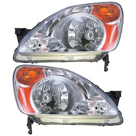 TRQ 2 Piece Headlight Assembly Set Driver & Passenger Side Compatible with 2002-2004 Honda CR-V HO2518104 HO2519104