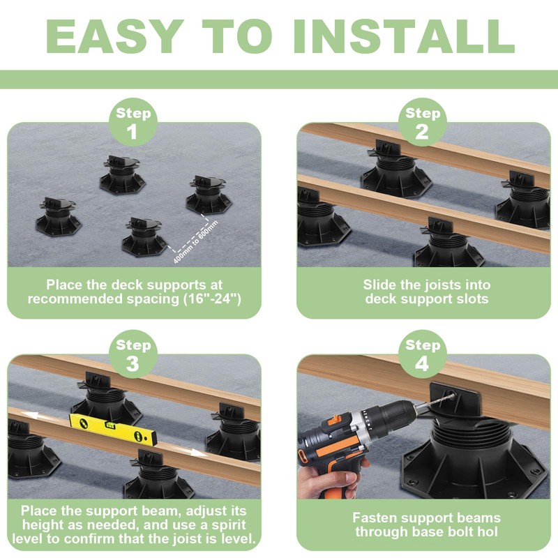 Adjustable Deck Support Pedestal, 10Pack Deck Foundation Support Base for