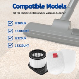 Nispira IZ300 IZ300UK Foam Felt Sponge Filters for Shark IZ300UKT IZ320 IZ320UK IZ320UKT Anti Hair Wrap Cordless Vacuum Cleaners Accessory Filters, 10 Sets
