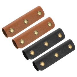 sourcing map 4Pcs Handbag Handle Cover, PU Leather Luggage Handle Wraps, Luggage Grip Protector for Purse Tote Bag Suitcase, Black/Light Brown
