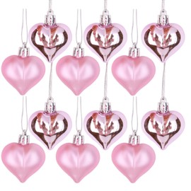 Christmas Tree Ornaments Set for Tree Xmas Balls Heart Shaped Pink Shatterproof Small Holiday Ball Decorations Christmas Balls for Tree 12 Pack 4.5cm